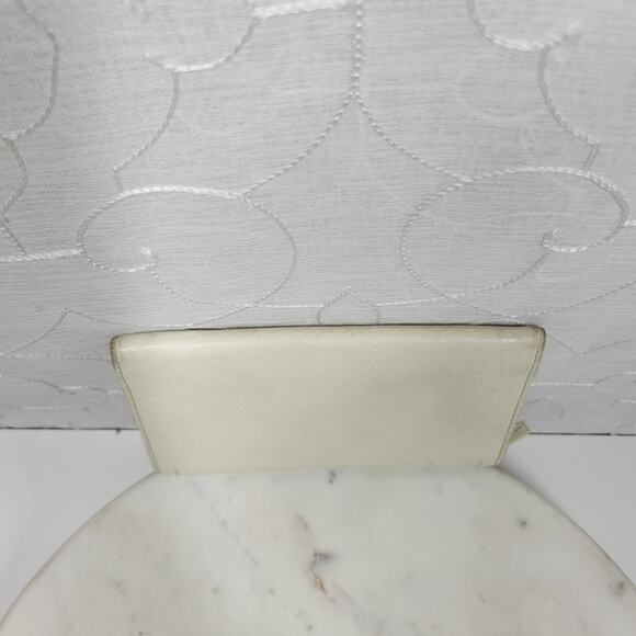 VTG Cow Leather Bi-fold Checkbook Wallet White Ivory Card Slots Simple Classic - Picture 12 of 16